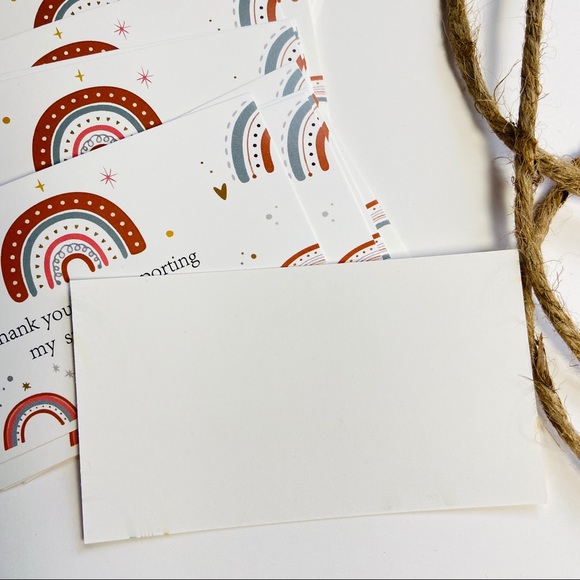 Set of 50 Thank You Cards and 50 Large Boho Rainbow Stickers - Picture 6 of 10
